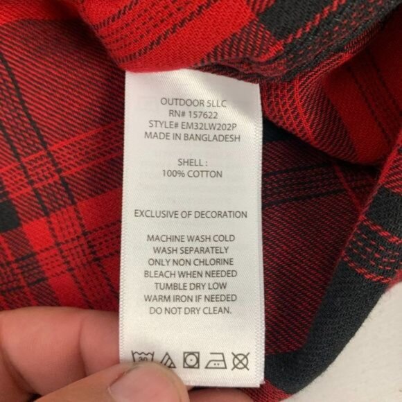 Eddie Bauer Mens XL Red & Black Plaid 100% Cotton Button-Down Shirt - Picture 3 of 10